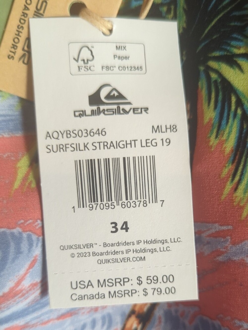 Quiksilver Coral and Blue Tropical Palm Boardshorts - Picture 5 of 5